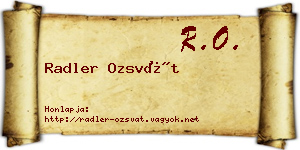 Radler Ozsvát névjegykártya
